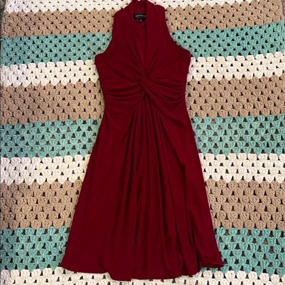 Jones New York Burgundy Red Cocktail Party Ruched Dress Womans sz 4